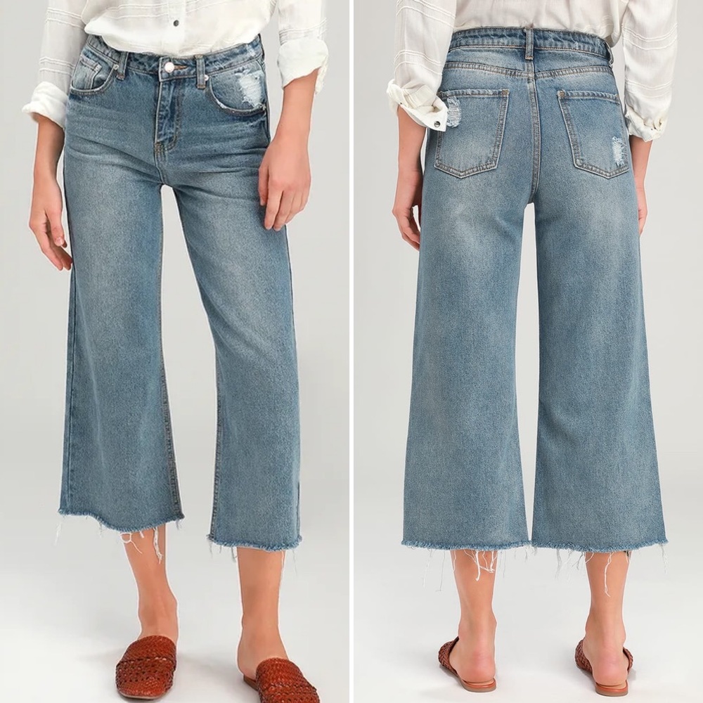 Lulus L Herrera Light Wash Cropped Wide-Leg Jeans